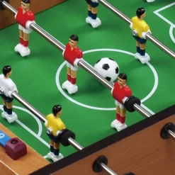 CALCIO BALILLA BILIARDINO DA TAVOLO IN LEGNO CON 4 STECCHE E 12 OMINI 35X22X7CM