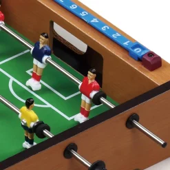 CALCIO BALILLA BILIARDINO DA TAVOLO IN LEGNO CON 4 STECCHE E 12 OMINI 35X22X7CM