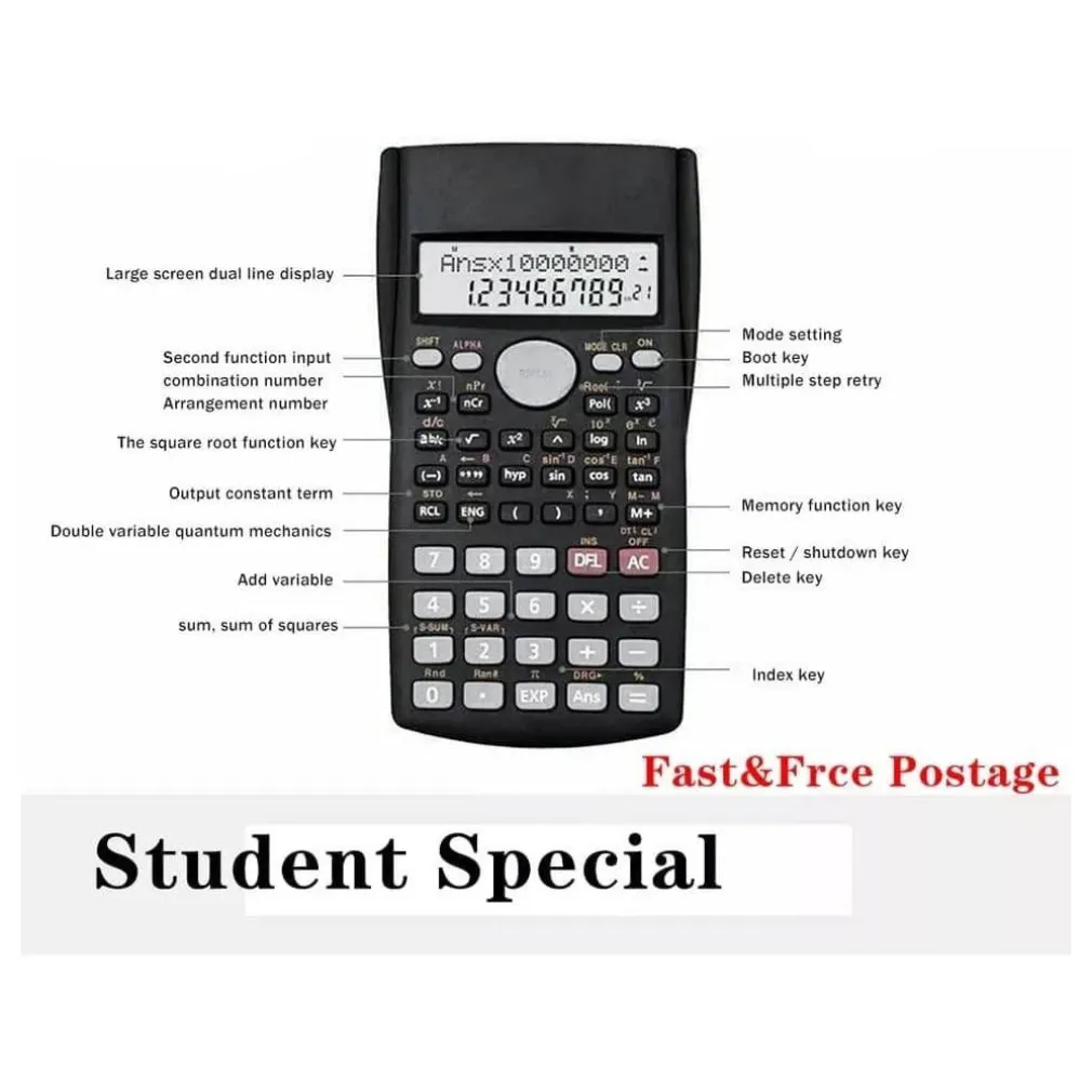CALCOLATRICE SCIENTIFICA INGEGNERIA SCUOLA UFFICIO 240 FUNZIONI CON CUSTODIA