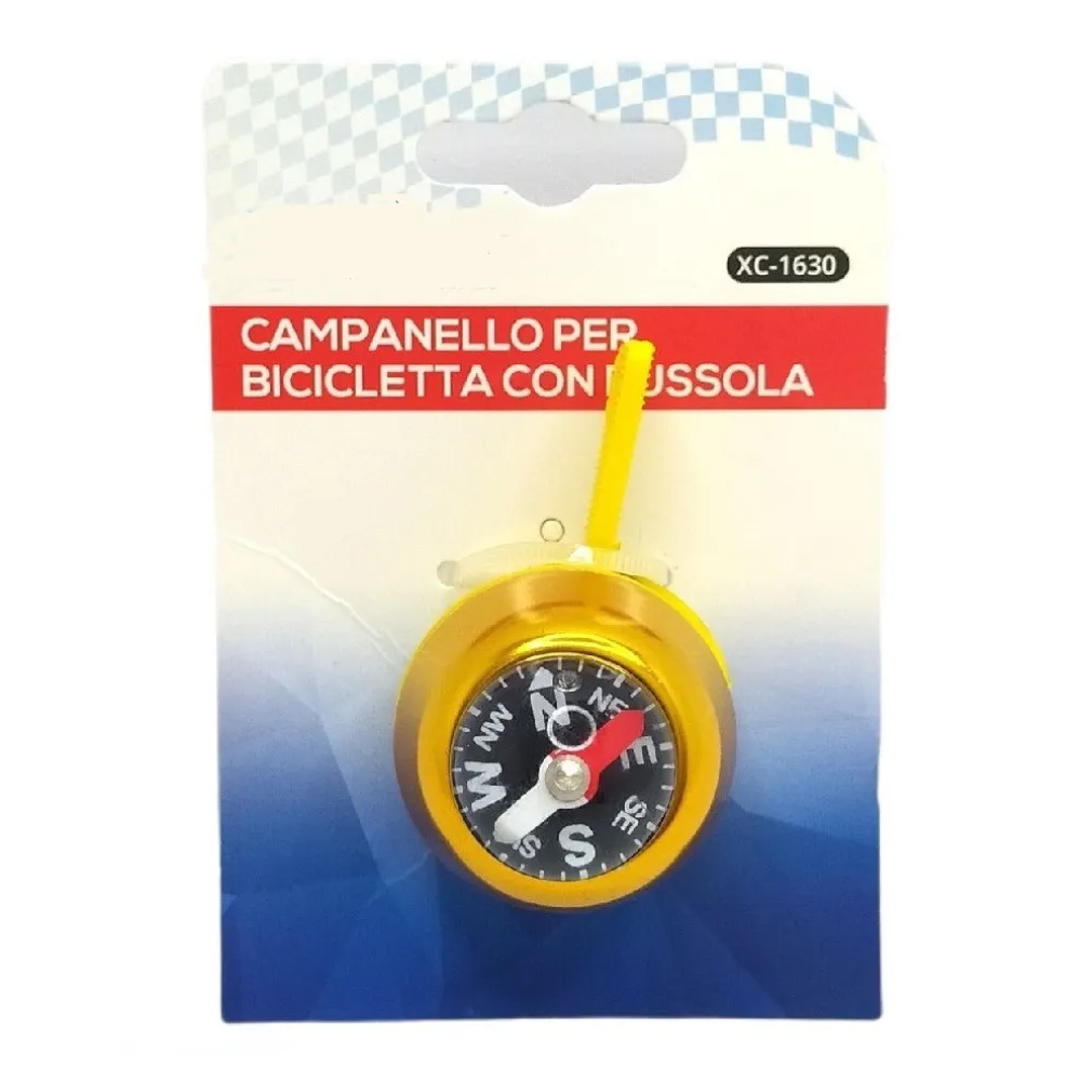 CAMPANELLO PER BICICLETTA BICI CON BUSSOLA PER MANUBRIO VARI COLORI XC-1630