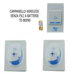 CAMPANELLO SENZA FILI DA ESTERNO WIRELESS 1 TRASMETTITORE 2 RICEVITORI A PILE 90