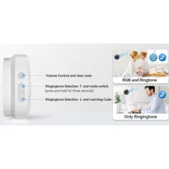 CAMPANELLO SENZA FILI WIRELESS PER CASA UFFICIO LUCE RGB 60 MELODIE RL-3995