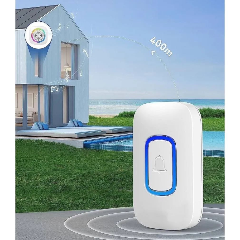 CAMPANELLO SENZA FILI WIRELESS PER CASA UFFICIO LUCE RGB 60 MELODIE RL-3995