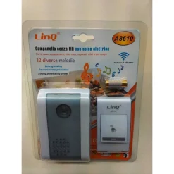 CAMPANELLO WIRELESS SPINA ELETTRICA RETE 220V SENZA FILI 32 MELODIE PORTA A8610