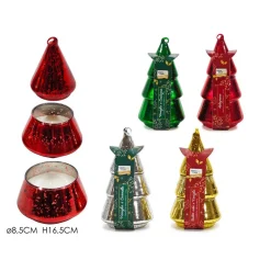 CANDELA PROFUMATA A FORMA DI ALBERO DI NATALE DA 150GR DECORAZIONE NATALIZIA H16,5XØ8,5CM