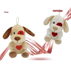 CANE CAGNOLINO PELUCHE 16CM CUORE STAMPATO LACCIO SAN VALENTINO COL. ASS. 95066