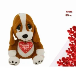 CANE COCKER PELUCHE 55CM CON CUORE "NEL MIO CUORE CI SEI TU" SAN VALENTINO 87582