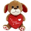 CANE IN PELUCHE CAGNOLINO CON CUORE I LOVE YOU 17 CM REGALO SAN VALENTINO 68089