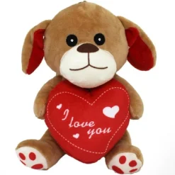 CANE IN PELUCHE CAGNOLINO CON CUORE I LOVE YOU 17 CM REGALO SAN VALENTINO 68089