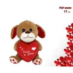 CANE IN PELUCHE CAGNOLINO CON CUORE I LOVE YOU 17 CM REGALO SAN VALENTINO 68089