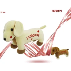CANE IN PELUCHE CON SCRITTA E CUORICINI 31CM SAN VALENTINO COLORI ASSORTITI 95073