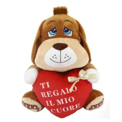 CANE PELUCHE 35CM CON CUORE SCRITTA "TI REGALO IL MIO CUORE" SAN VALENTINO 67778