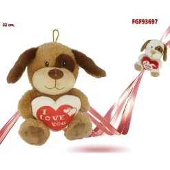 CANE PELUCHE CON CUORE SCRITTA "I LOVE YOU" 22CM CON LACCIO SAN VALENTINO 93697