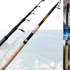 CANNA DA PESCA TELESCOPICA ULTRA LEGGERA MANICO IN SUGHERO 4,5 MT SPINNING MARE