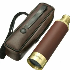 CANNOCCHIALE MONOCOLO 25X30MM VINTAGE DORATO PELLE NAVIGAZIONE VIAGGI