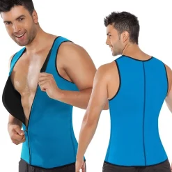 CANOTTA SNELLENTE UOMO CON ZIP SHAPERS DIMAGRANTE RIDUCI PESO NEOTEX AZZURRA