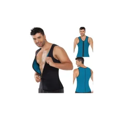 CANOTTA SNELLENTE UOMO CON ZIP SHAPERS DIMAGRANTE RIDUCI PESO NEOTEX AZZURRA