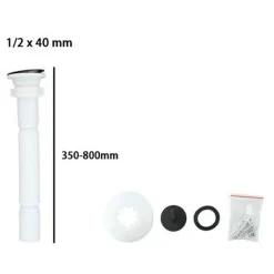 CANOTTO TUBO DI SCARICO ESTENSIBILE LAVABO LAVELLO CON PILETTA 1/2 40 MM 10069