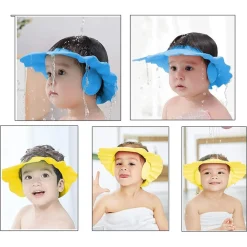 CAPPELLO DOCCIA PER BAMBINI 3 PZ CUFFIA DA BAGNO PER TESTA BAMBINO REGOLABILE VISIERA