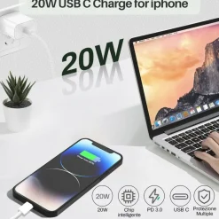 CARICA BATTERIE RAPIDO USB TYPE C DA 20W CARICATORE SMARTPHONE TABLET SPINA 220V