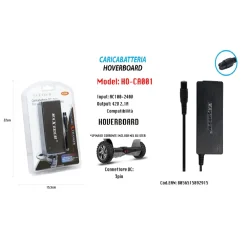 CARICABATTERIA ALIMENTATORE HOVERBOARD BATTERIA DI RICAMBIO 42V 2,1A MAXTECH HO-CA001