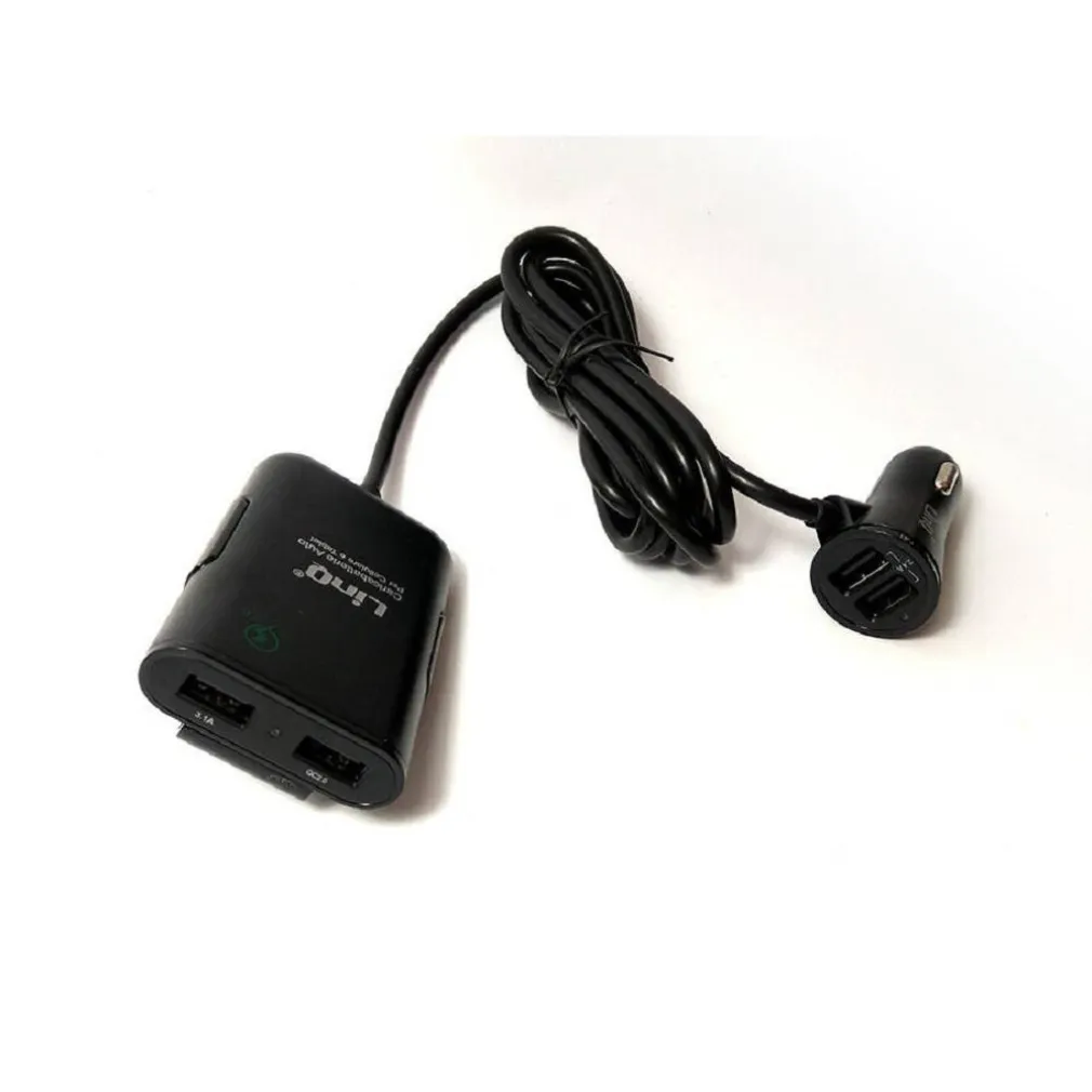 CARICABATTERIA AUTO 4 PORTE USB CAVO ESTENSIBILE 36W RICARICA VELOCE 8.4A C-9V44