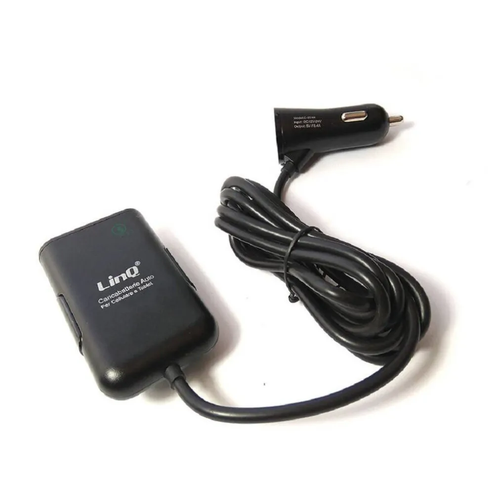 CARICABATTERIA AUTO 4 PORTE USB CAVO ESTENSIBILE 36W RICARICA VELOCE 8.4A C-9V44