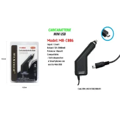 CARICABATTERIA CARICATORE USB DA AUTO RICARICA SMARTPHONE 5V-2000MA MAXTECH MA-C006