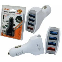 CARICABATTERIA DA AUTO RICARICA VELOCE 4 PORTE USB 5V 9V 12V 24V 7.2A 36W C-9V36