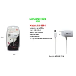 CARICABATTERIA DA RETE FISSA CON ATTACCO MICRO USB 5PIN 5V-1000MAH MAXTECH CA-S004