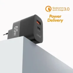 CARICABATTERIA RAPIDO DOPPIO 65W USB QUICK CHARGE 3.0 + TYPE-C POWER DELIVERY AC6563