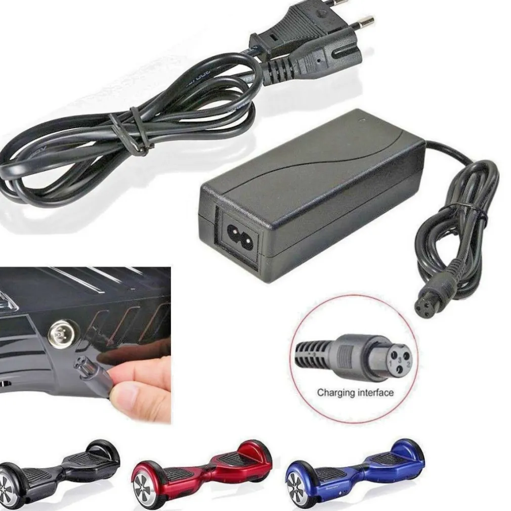 CARICABATTERIA RICAMBIO PER BALANCE HOVERBOARD 42V 2A ALIMENTATORE BATTERIA