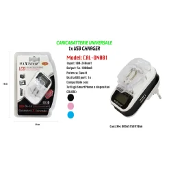 CARICABATTERIA UNIVERSALE CARICATORE LCD USB PER CELLULARE FOTOCAMERA MAXTECH CAL-ON001