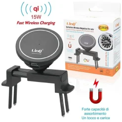 CARICABATTERIA WIRELESS MAGNETICO PER AUTO PRESA ARIA MERCEDES BENZ QI 15W C3525