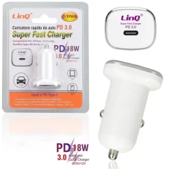 CARICABATTERIE ADATTATORE RAPIDO DA AUTO PD TYPE-C 3.0 SUPER FAST 18 W C-TP918