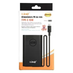 CARICABATTERIE ALIMENTATORE DA RETE PD TYPE-C 45W PER COMPUTER PORTATILI PD4532