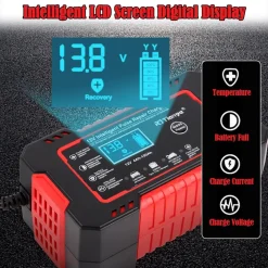 CARICABATTERIE AUTO 6A 12V MANTENITORE BATTERIA COMPENSAZIONE TEMPERATURA MOTO TOSAERBA BARCA