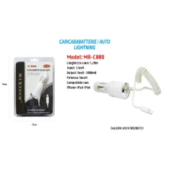 CARICABATTERIE DA AUTO MAXTECH USB CELLULARE SMARTPHONE 5V-1000MA MA-C008