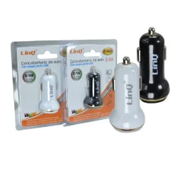 CARICABATTERIE PER AUTO 2IN1 2 USCITE USB 3.4A 12/24V SMARTPHONE TABLET GPS C-3A01