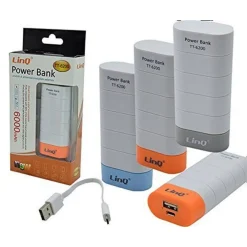 CARICABATTERIE PORTATILE 6000 MAH BATTERIA POWER BANK USB CAVO 3 IN 1 TT-6200+