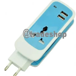 CARICATORE PROLUNGA CORRENTE SPINA UNIVERSALE USB 2 PORTE 240V SMARTPHONE TABLET