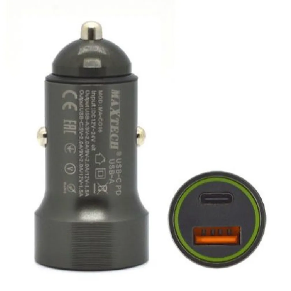 CARICATORE TYPE-C/USB-A 5A CARICABATTERIA PER AUTO POTENZA EROGAZIONE PD MA-C016