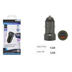 CARICATORE TYPE-C/USB-A 5A CARICABATTERIA PER AUTO POTENZA EROGAZIONE PD MA-C016
