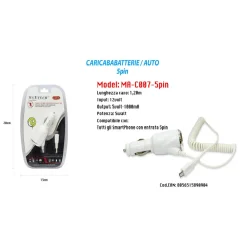 CARICATORE USB DA AUTO PORTATILE RICARICA SMARTPHONE 5PIN 5V-1000MA MAXTECH MA-C007-5PIN