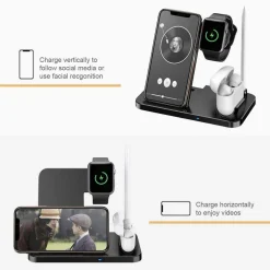 CARICATORE WIRELESS CARICABATTERIE SUPPORTO DI RICARICA DOCKING 4 IN 1 Q-CD60