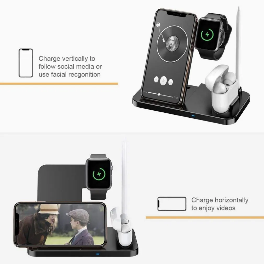 CARICATORE WIRELESS CARICABATTERIE SUPPORTO DI RICARICA DOCKING 4 IN 1 Q-CD60