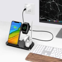 CARICATORE WIRELESS CARICABATTERIE SUPPORTO DI RICARICA DOCKING 4 IN 1 Q-CD60