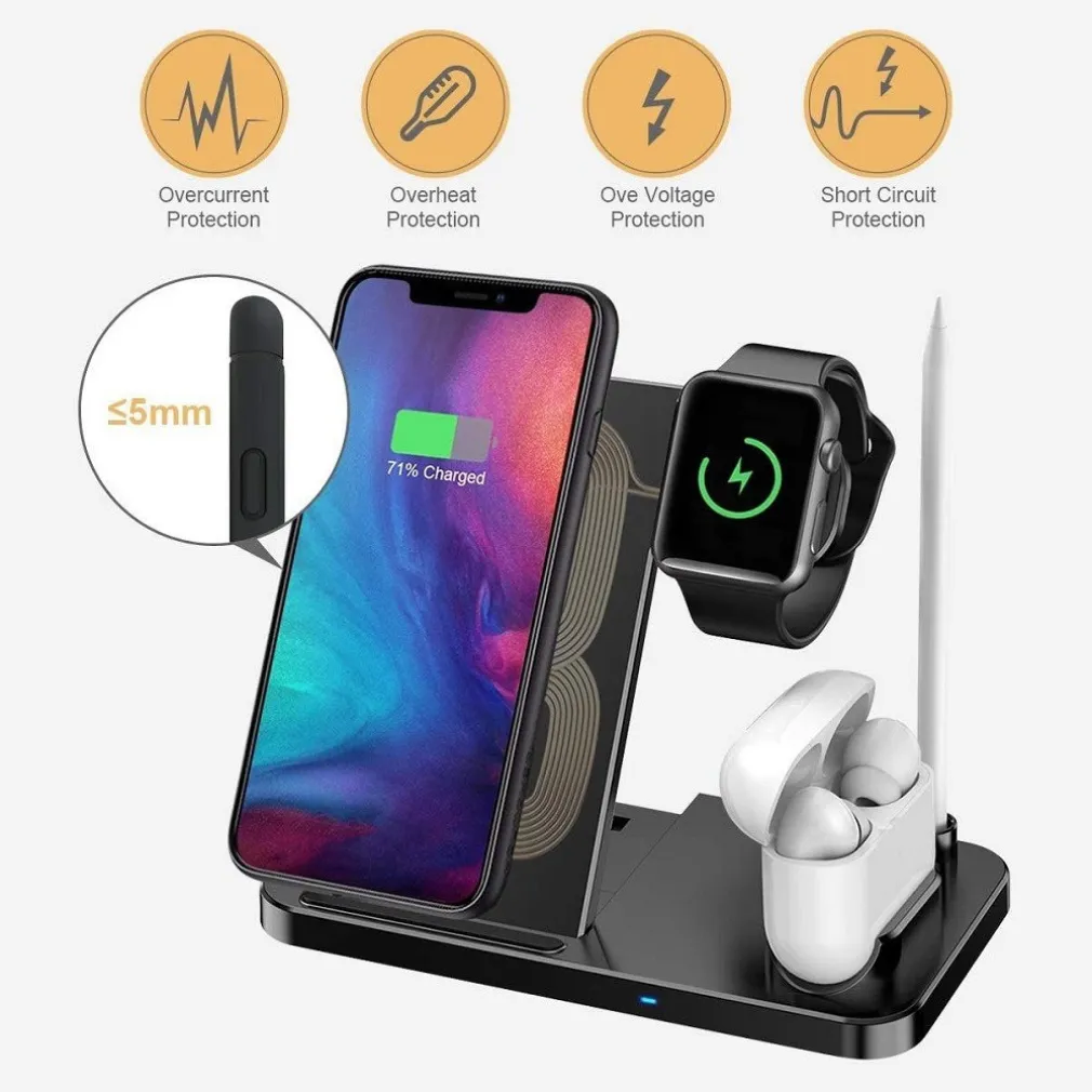 CARICATORE WIRELESS CARICABATTERIE SUPPORTO DI RICARICA DOCKING 4 IN 1 Q-CD60