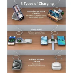 CARICATORE WIRELESS 3IN1 UNIVERSALE CARICABATTERIE MAGNETICO PIEGHEVOLE DA 15 W