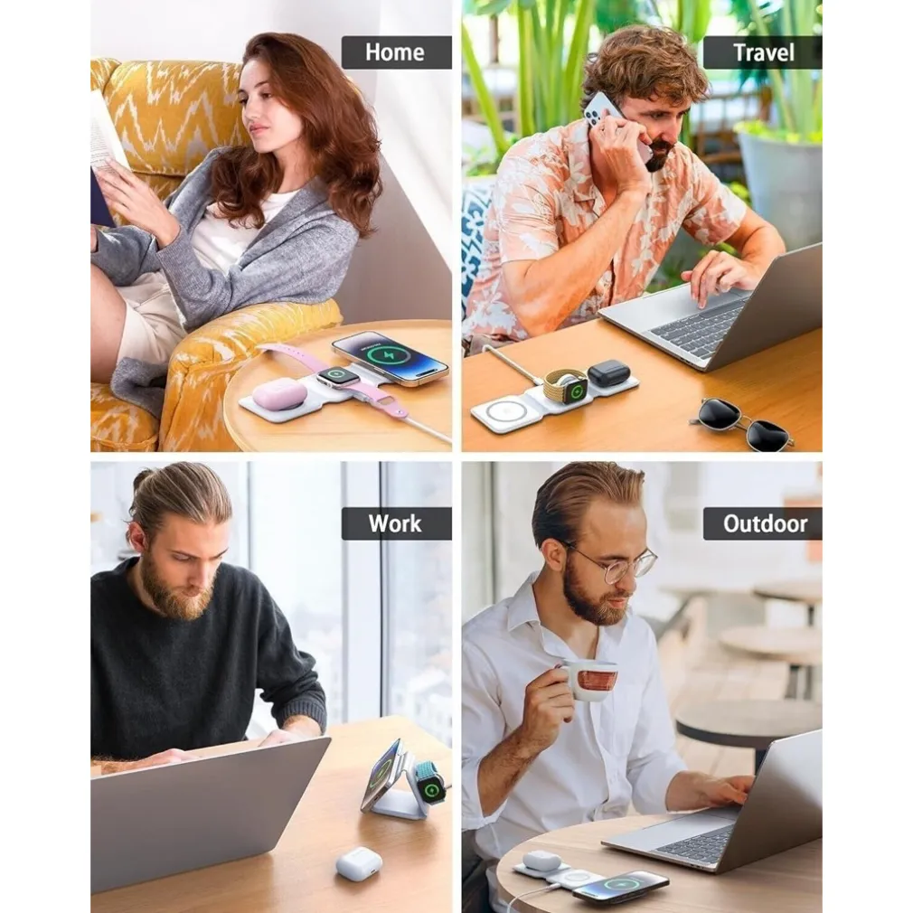 CARICATORE WIRELESS 3IN1 UNIVERSALE CARICABATTERIE MAGNETICO PIEGHEVOLE DA 15 W